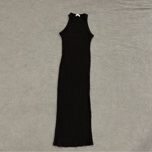 MOVING SALE Pink Lily MIDI Body-con Black Dress with leg slit size xs